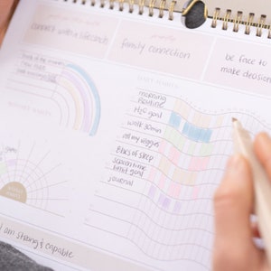 Undated Daily Habit Tracker Calendar (16 Months) - Daily/Weekly/Monthly Calendar | Habit Tracker w/Affirmations | Planner w/Pastel Markers