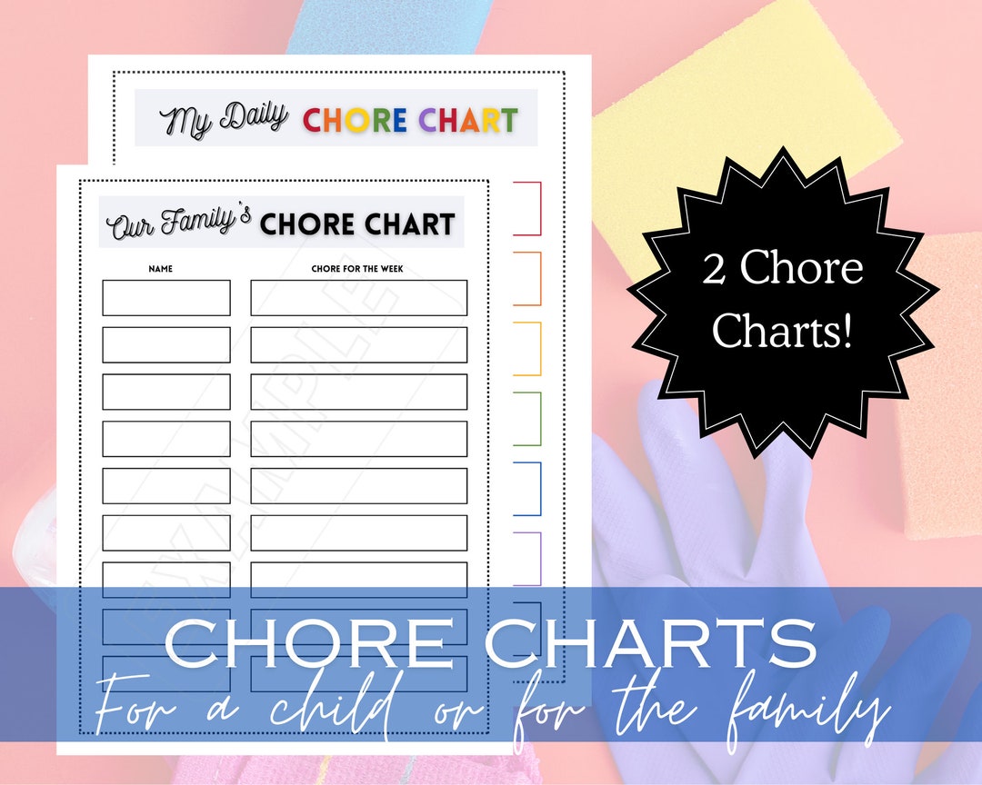Printable Chore Chart | Chore Chart | Chore Chart for Kids | Family ...