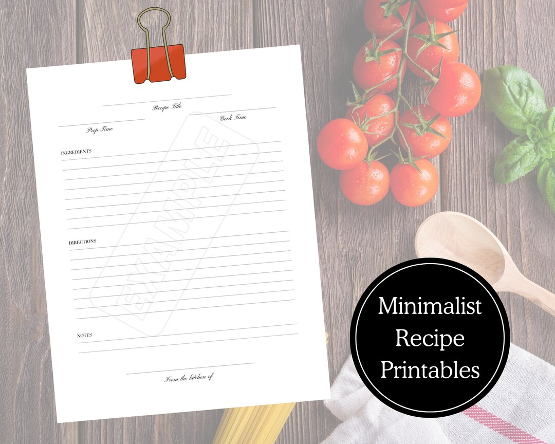 Digital Recipe Pages Recipe Printable Recipe Page Recipe Page Instant ...