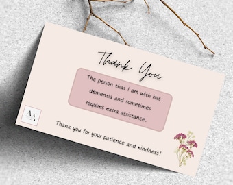 Dementia Business Cards, Greeting Card Dementia, Thank-You Card Dementia