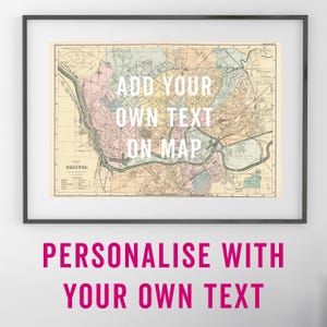 Vintage Bristol Map - Personalise With Your Own Text - Bristol Art Print, Bristol Poster, Bristol Map