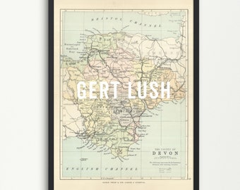 Mapa antiguo de Devon - Gert Lush - Lámina artística de Devon, Póster antiguo de Devon, Mapa de Devon