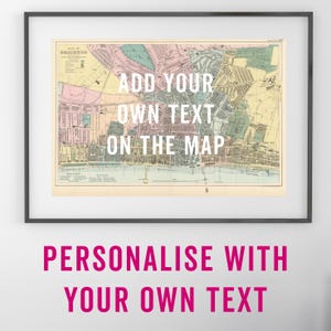 Vintage Brighton Map - Personalise With Your Own Text - Brighton Art Print, Brighton Poster, Brighton Map
