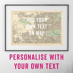 Vintage West London Karte - Personalisieren Sie mit Ihrem eigenen Text - West London Kunstdruck, West London Poster, West London Karte