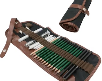 Professional Drawing Pencil Set with Roll Up Case