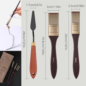 Professional Artist Brush Set with Palette Knife in Suede Roll case Travel Acrylic Oil Artist Gift image 3