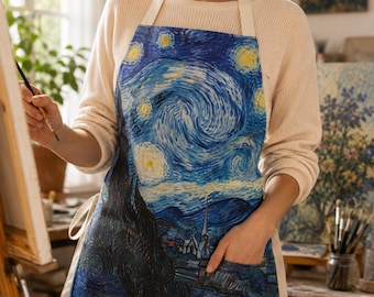 Van Gogh Inspired Artist Apron, Starry Night Painting, Art Teacher Gift