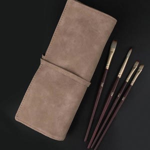 Professional Artist Brush Set with Palette Knife in Suede Roll case Travel Acrylic Oil Artist Gift image 5