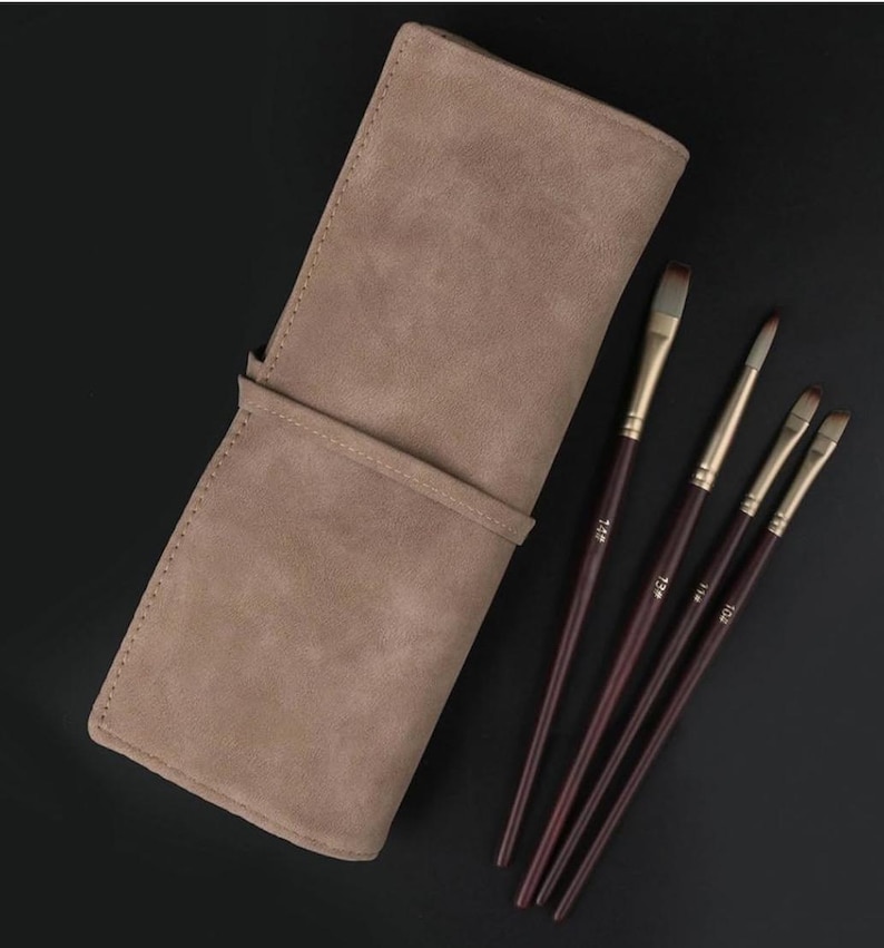 Professional Artist Brush Set with Palette Knife in Suede Roll case Travel Acrylic Oil Artist Gift image 5