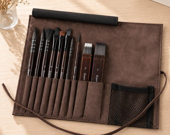 Luxury Artist Brush Set in Suede Roll Case Gift for Painters