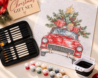 Christmas Paint by Numbers Gift Set, Artist Painting Kit with Brushes