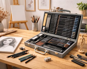174-piece Art Set: Wood Carry Case, Painting & Drawing Supplies - Etsy