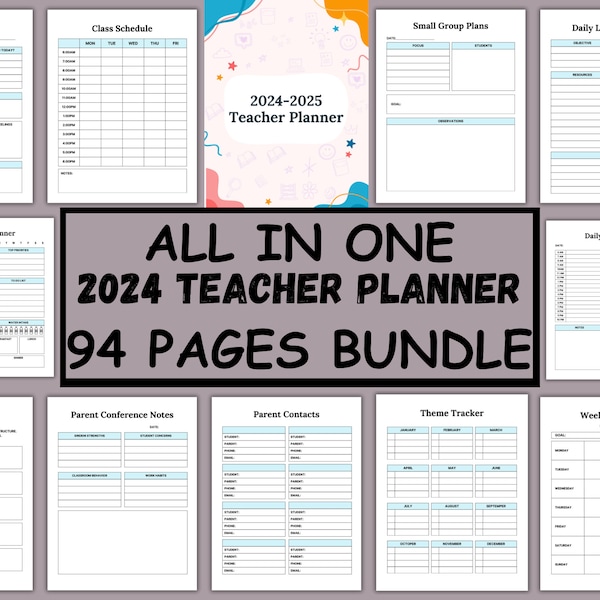 Ultimate 2024 - 2025 Teacher Planner Set for Effortless Organization throughout the Year, Personalize Teaching Journey with Teacher Planner