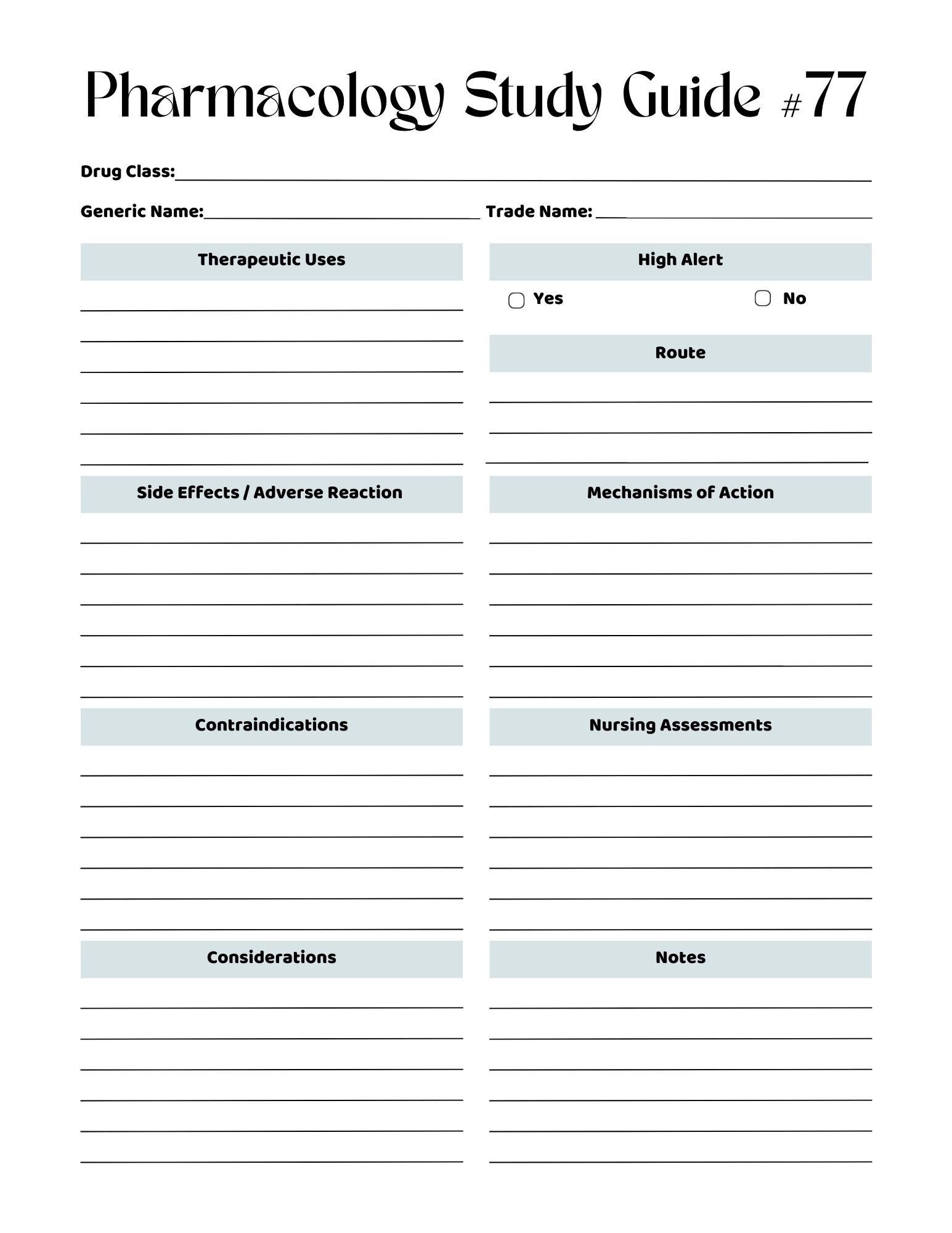 Comprehensive Printable Nursing Pharmacology Notebook, Ultimate ...