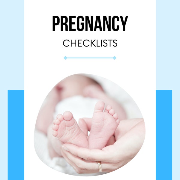 Printable Pregnancy Checklists Planner, Prenatal Care, Baby Prep, Hospital Bag, Labor & Delivery, Health and Wellness, Edit Canva Template