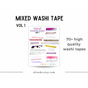 Pegatinas digitales washi tape mixtas vol. 1 / Álbum de pegatinas de GoodNotes Estética / Colección