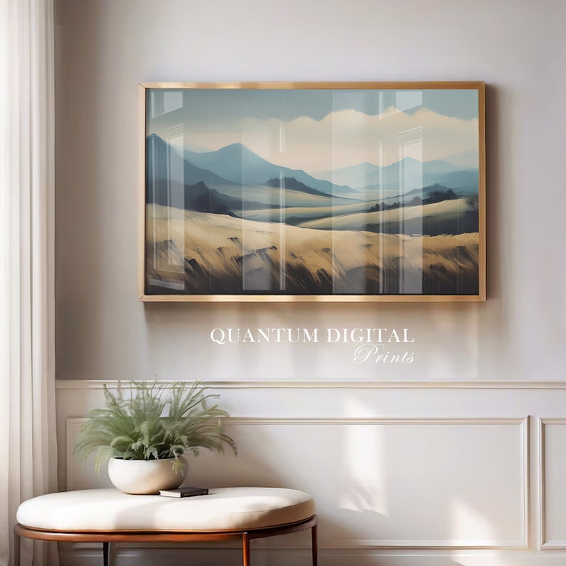 Landscape Horizontal Prints, Wooden Framed. Neutral Landscape Painting