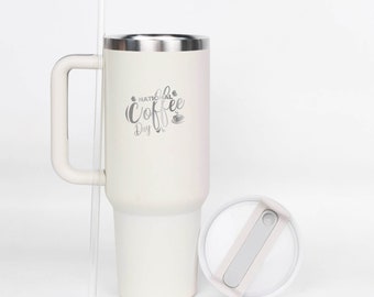 Tumbler With Handle 40 oz Travel Mug Straw Covers Cup with Lid Insulated Quencher Stainless Steel Water Iced Tea Coffee