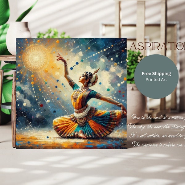 Large Living Room Decor center piece, East Indian South Asian Dance Painting Collection Set, Desi Traditional Modern, Woman Dancer, Digital