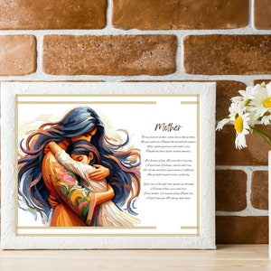 Download immediato regalo di compleanno per la mamma con poesia, stampa via e-mail a casa stampabile digitale, indiano desi, spedizione poesia personalizzata disponibile
