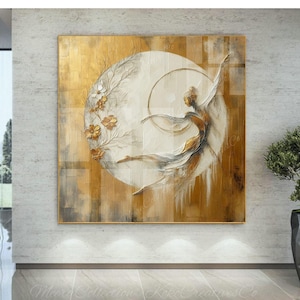 Over the moon, Metallic Golden Texture Acrylic Glass, Contemporary Dance Print, Gift for Female Dancer Woman Girl Her, 3D Illusion Art