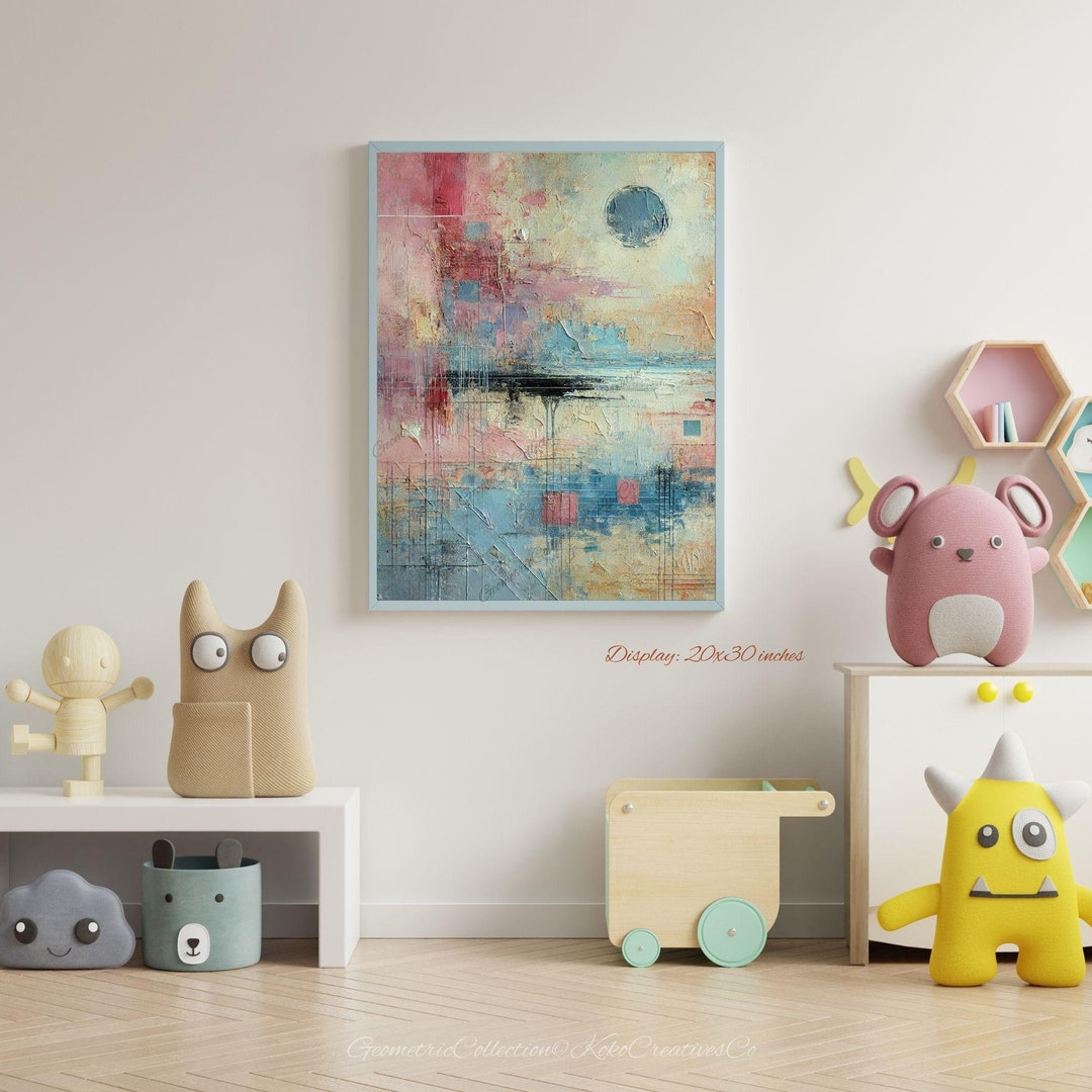 Modern Wall Art, Baby Pink Baby Blue, Pretty Textured Abstract Wall Art ...