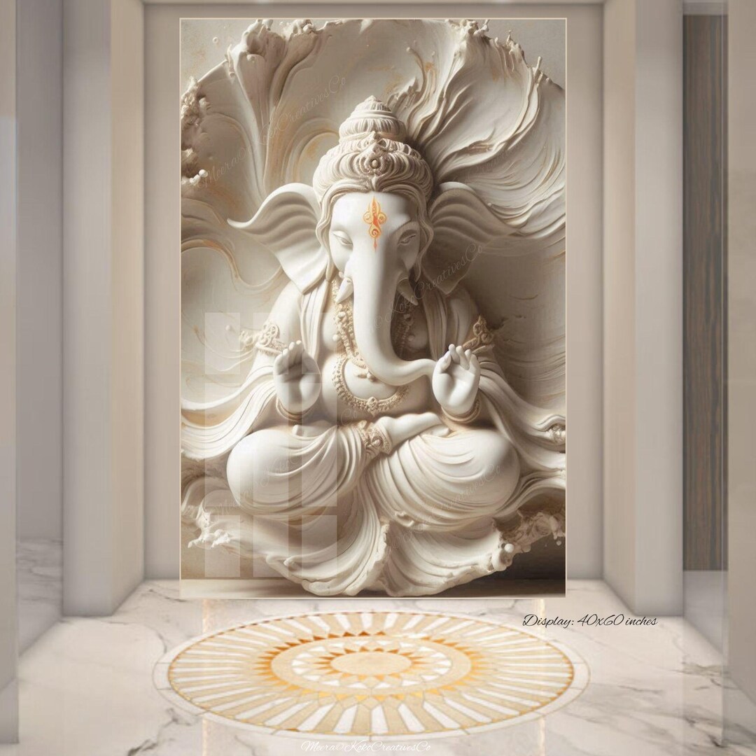 Lord Ganesha 3D Idol Wall Art, 5feet Scratch Resistant Easy Wipe