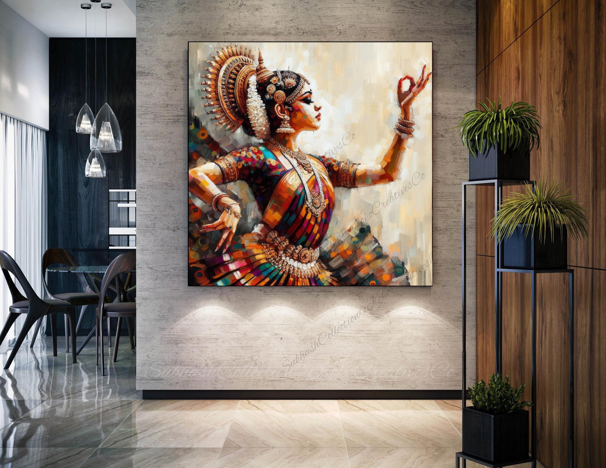 そろそろ残り少なく(u_u)【インド布絵】「BHARAT NATYAM」／送料込 Indian Bharatanatyam - Etsy