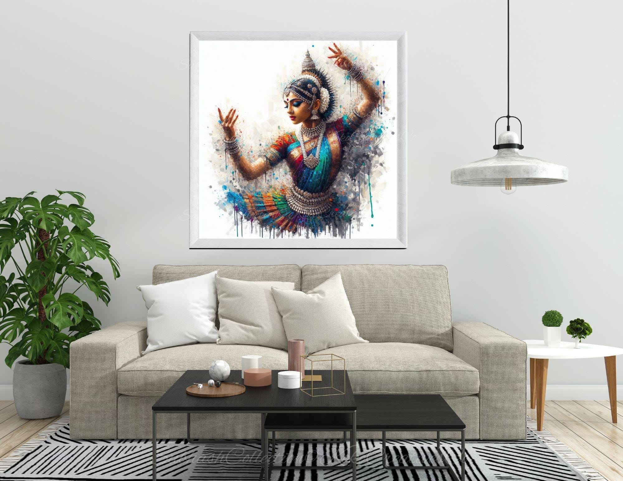 Shringar, Large South Indian Wall Art Canvas, Bharatnatyam Woman Dancer — free download