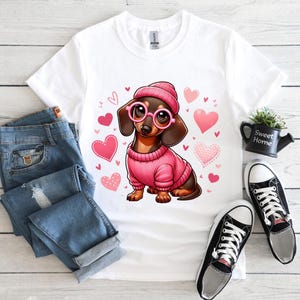 Valentinstag Dackel Hund, Dackel Png, Valentinstag Hund Mama Png Bild, Weiner Hund Png zum Thema Liebe, Rosa Liebe Welpe Clipart, DIY