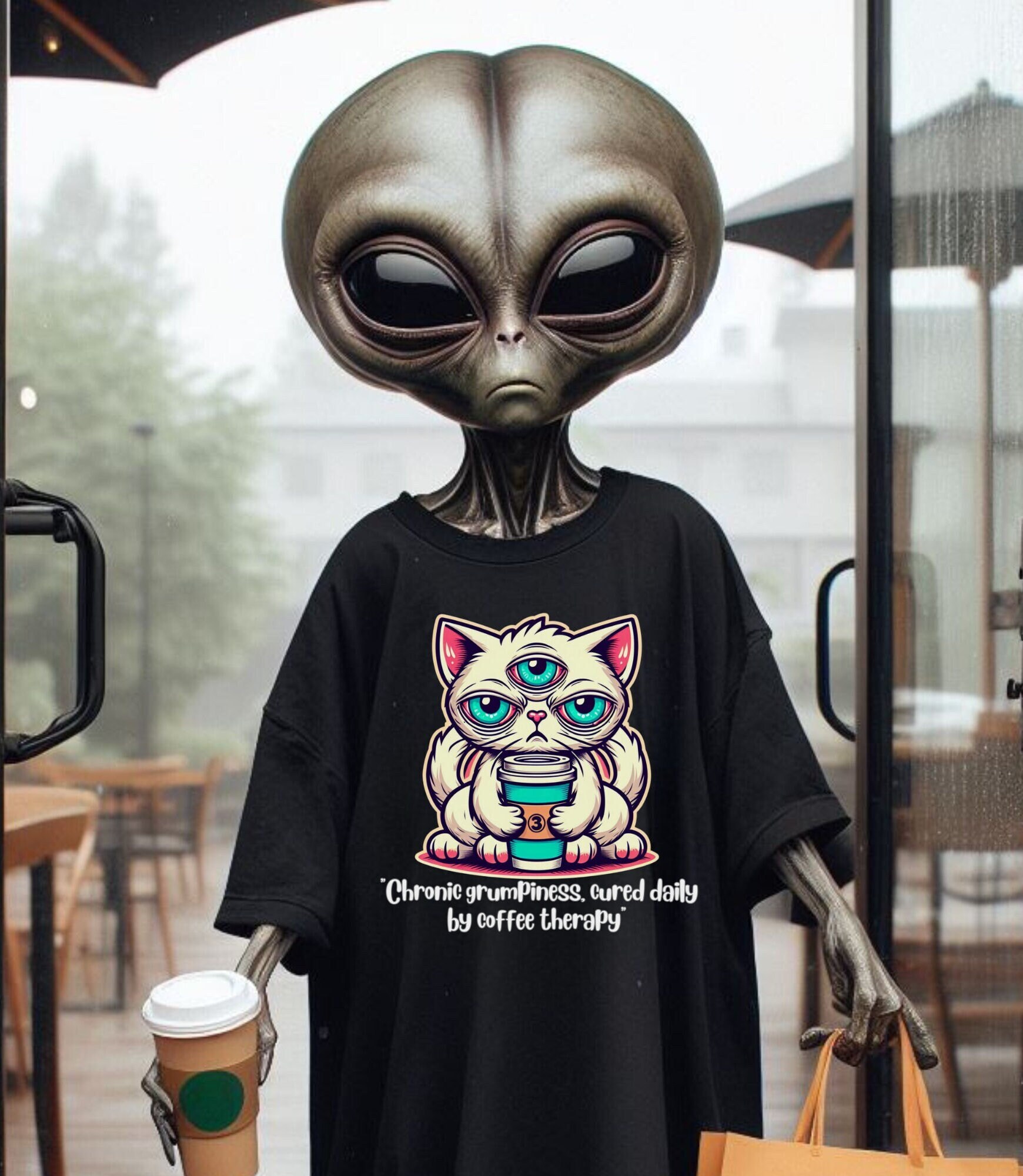 Discover Chronic Grumpiness Alien Cat Weirdo T-Shirt