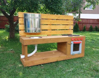 Woodworking plans for building mud kitchen, PDF plans for mud kitchen, DIY mud kitchen