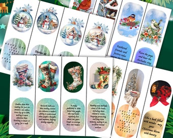 Christmas Bookmarks Bundle, Holiday Reading List (Digital Download)