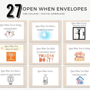 Open When College-enveloppen, kaarten en brieven in een gebundeld pakket bevatten voorbedrukte kaarten en instructies maken het gemakkelijk om je liefde te delen.
