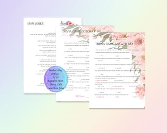 Mother's Day Game Bundle Adult Christian Family Games for a Fun Family Reunion, Bingo game all about Mom for a party of up to 25