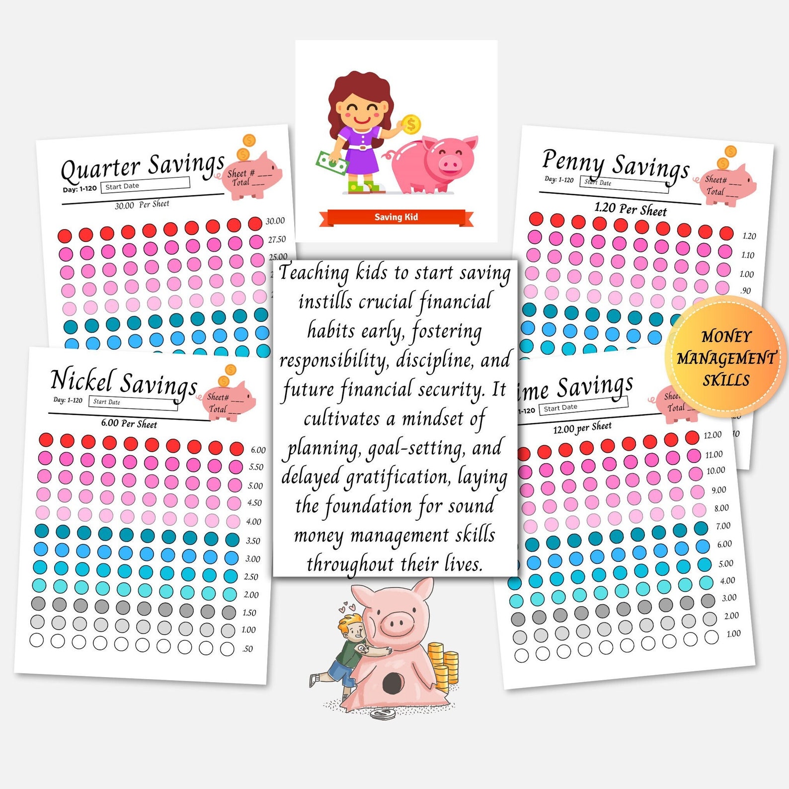 Coin Savings Sheets Kids Saving Plan, Printable Saving Sheets, Savings ...