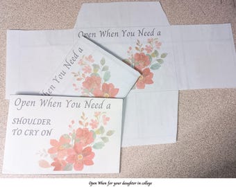 OPEN WHEN college envelopes for your college daughter, Love letters from home, BONUS envelope filler ideas, blanks for private messages