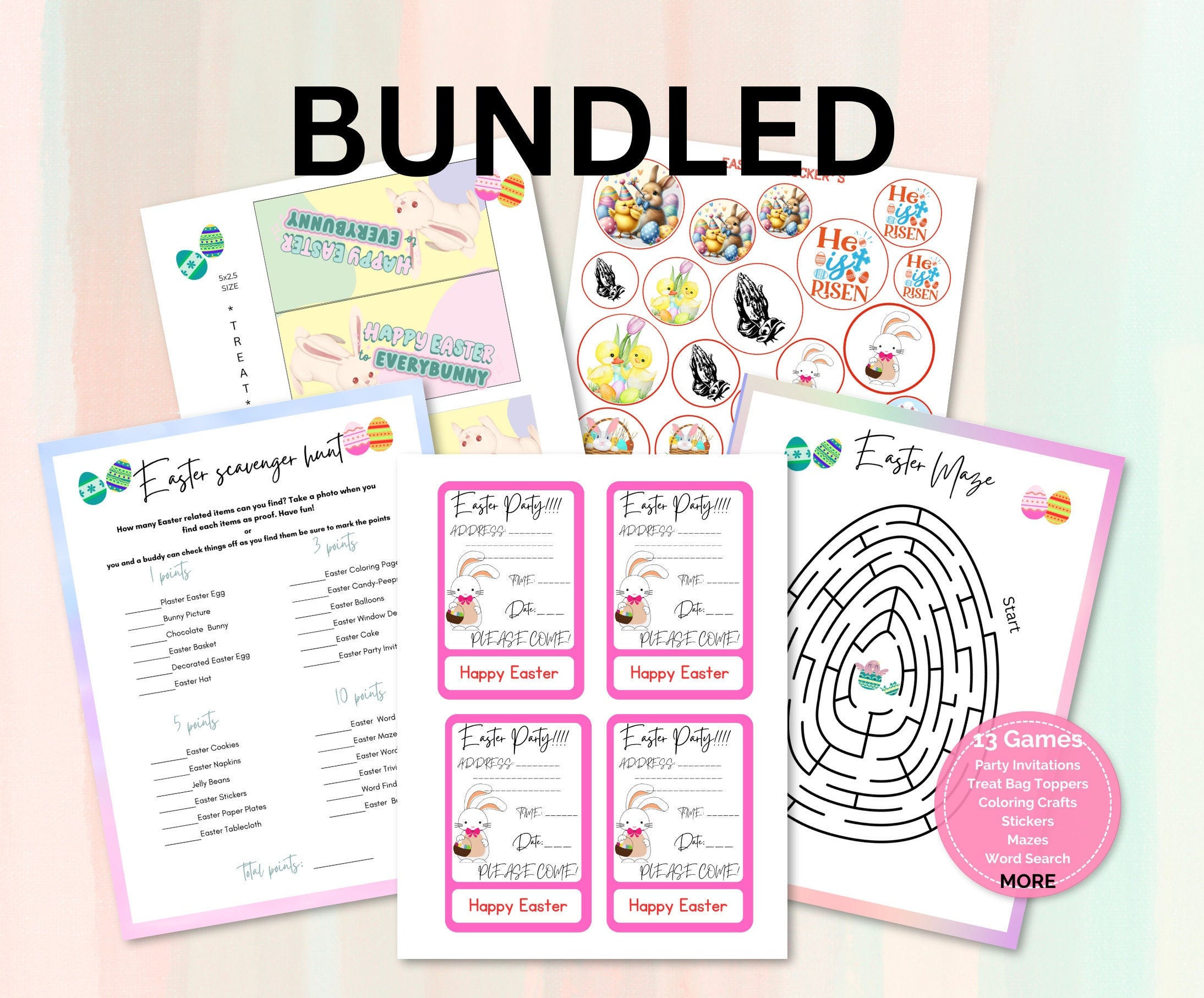 Easter Scavenger Hunt, Trivia, Games, Coloring Pages. Fun Bundle for ...
