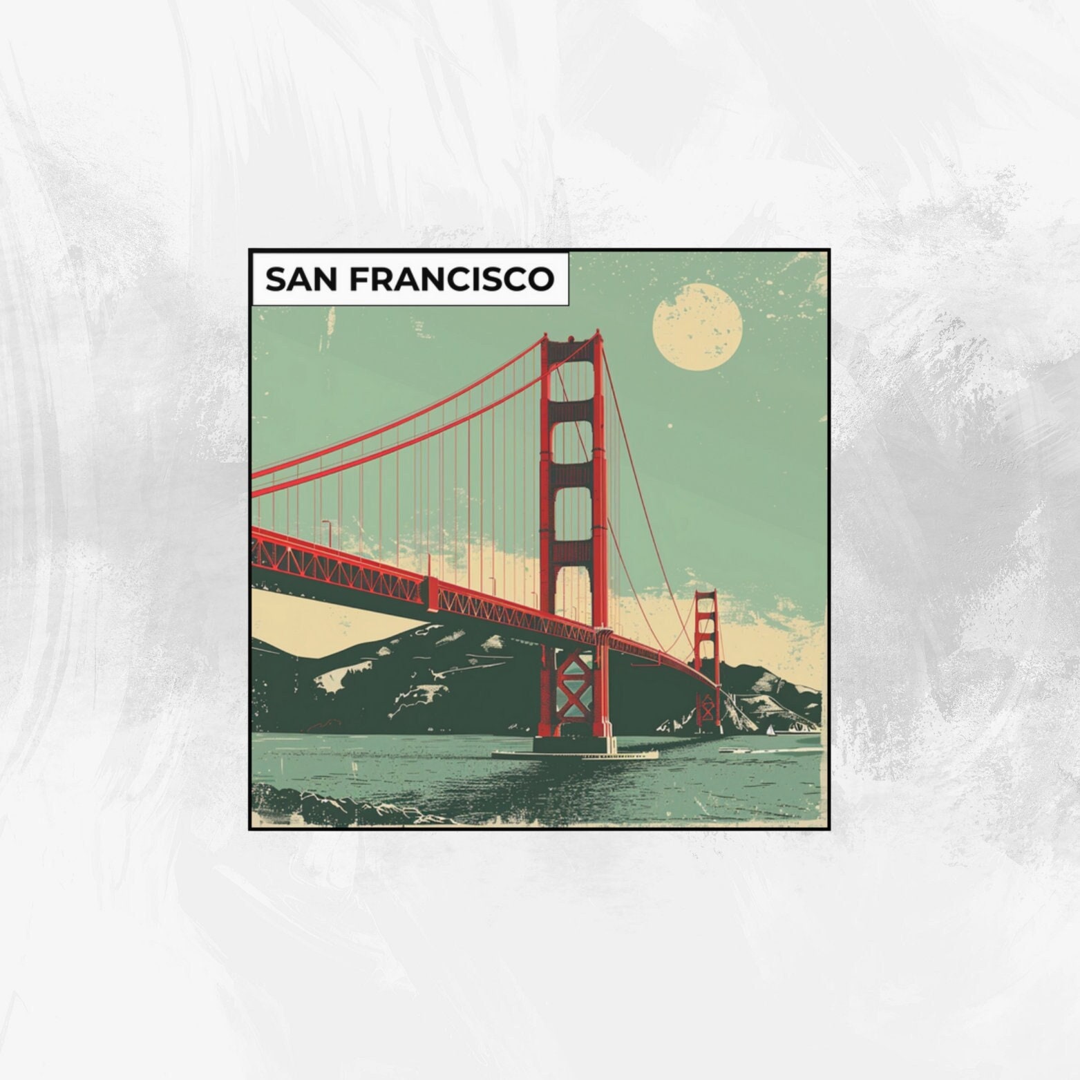 Sf Sticker San Francisco Sticker Vintage Design for Suitcase Retro Sticker for ...
