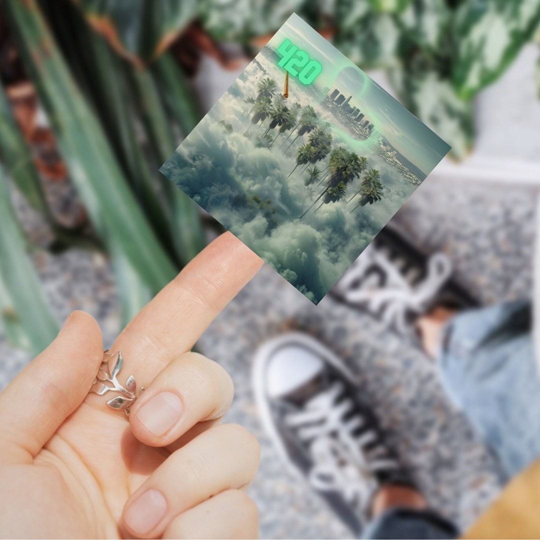 Los Angeles 420 Sticker, Hollywood Sign Decal, Stoner Marijuana Cloud ...