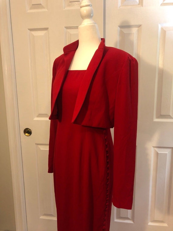 Vintage 90s Constance Red Button Dress and Blazer 