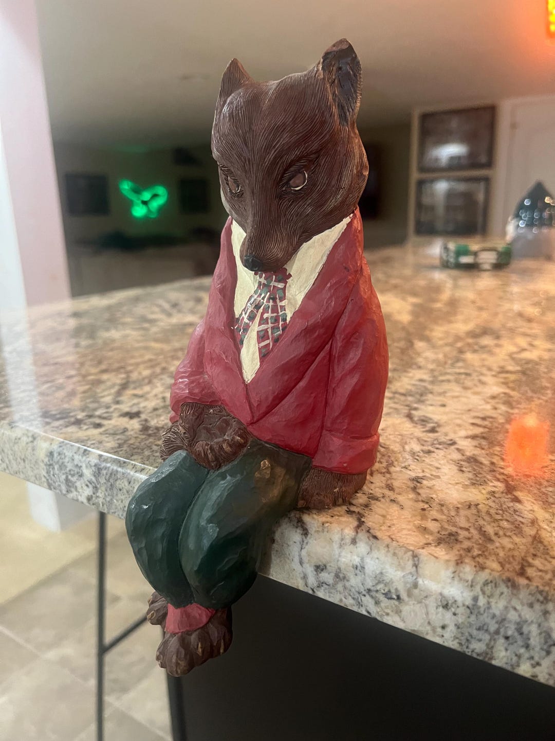 Vintage Fox Hunter Hand Carved/painted Figurine - Etsy