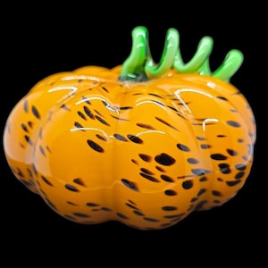 Zucca soffiata a mano in vetro artistico con gambo lungo e riccio, decorazione autunnale per il Ringraziamento 7