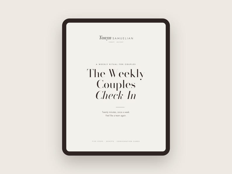 Weekly Couples Check In Printable, Marriage Meeting Worksheets, 24 Conversation Cards, Therapist Made image 1