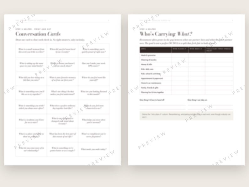 Weekly Couples Check In Printable, Marriage Meeting Worksheets, 24 Conversation Cards, Therapist Made image 4