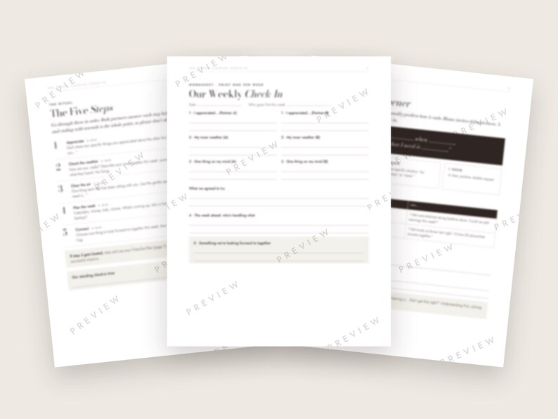 Weekly Couples Check In Printable, Marriage Meeting Worksheets, 24 Conversation Cards, Therapist Made image 2