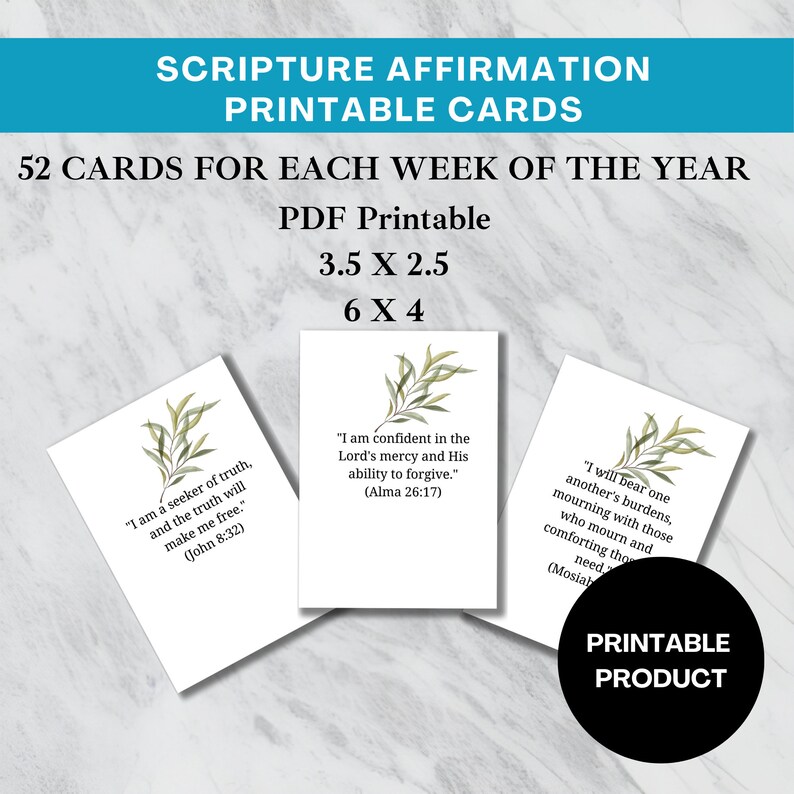 Printable Scripture Cards Printable Note Cards Faith Bible Verse 52 ...