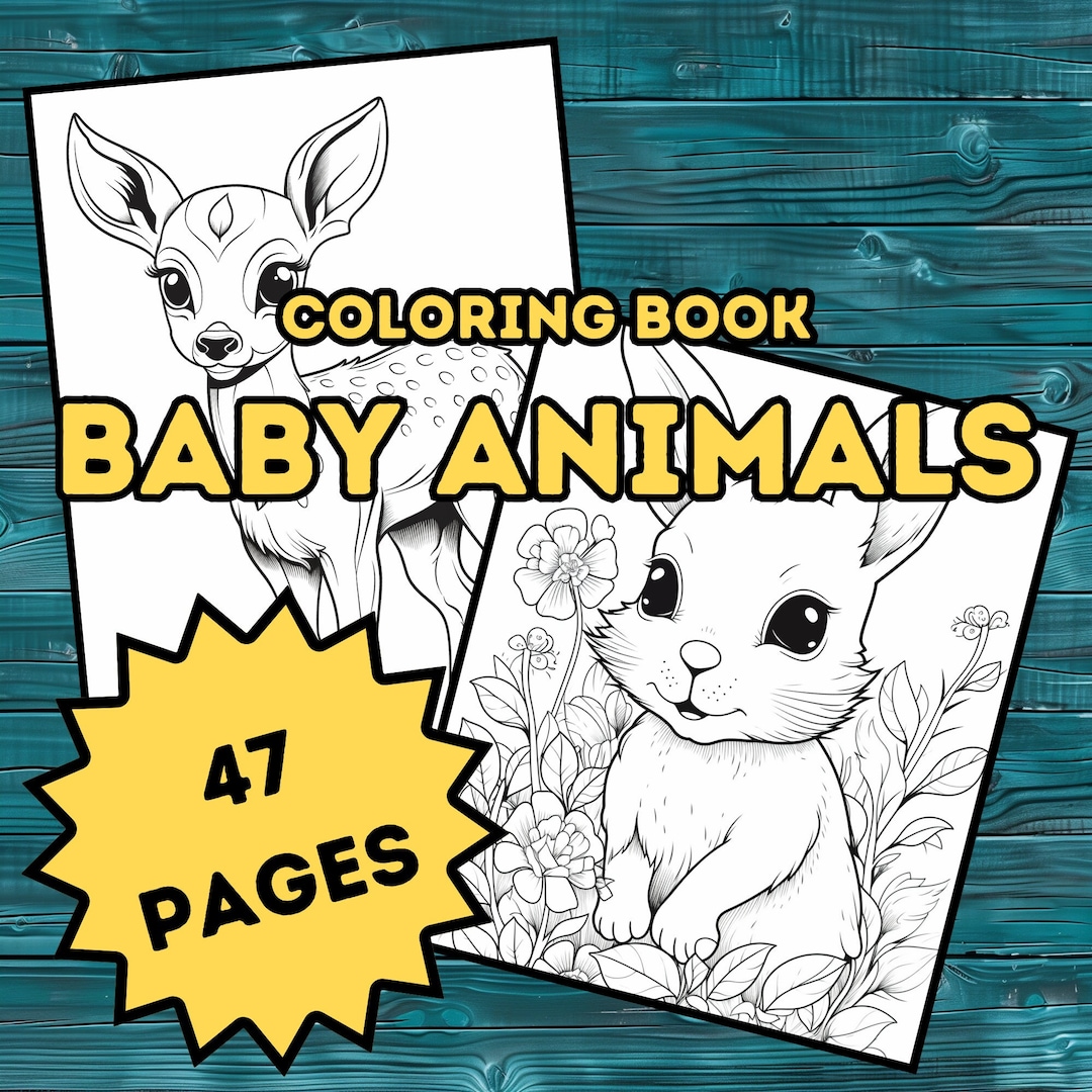Baby Animals Coloring Book - 47 Adorable Designs, Digital Printable PDF ...