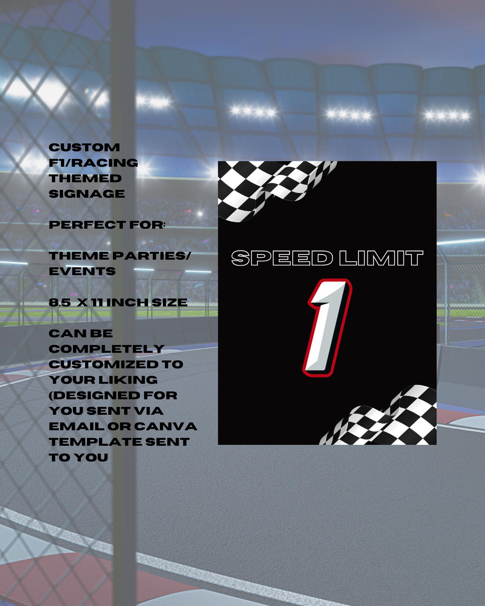 Formula 1 Themed Party Signs | Racing Themed Birthday Signs | Fast One ...