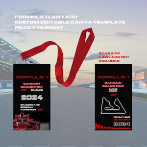 2025 Formel 1 Ticket Lanyard Stil Vorlage Personalisierte Grandprix F1 Ticket Gutschein Vorlage Benutzerdefinierte und bearbeitbare Vorlage - Kein Lanyard